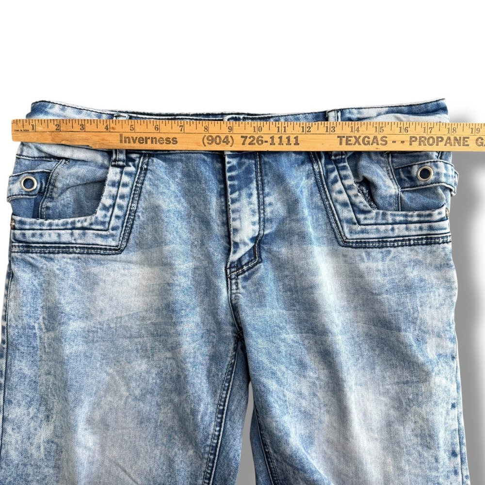 Vertikal Jeans Mens Size 36x 13 Blue Acid Wash Denim Straight Leg Shorts - Picture 3 of 7